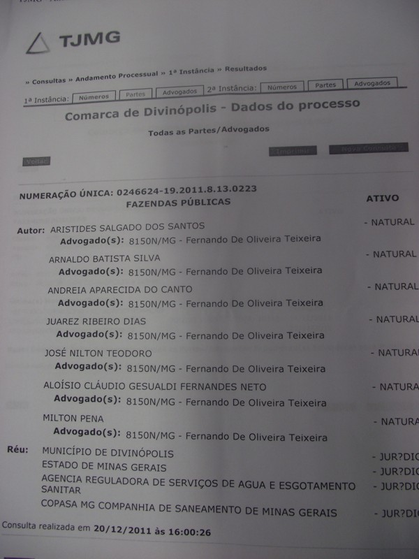 CASO TRATAMENTO DO ESGOTO: Juiz intima Município de Divinópolis – Estado de Minas – Agência Reguladora e COPASA ao civil publica - 1